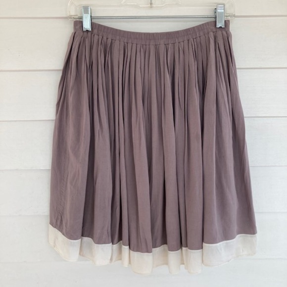 Anthropologie Comme Toi Pleated Layered Lavender & Creme Preppy Skirt Sz M - Picture 4 of 4